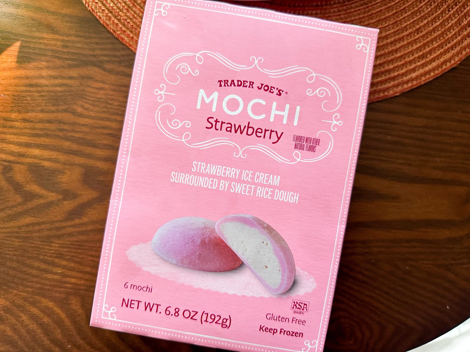 A box of Trader Joe's strawberry mochi.