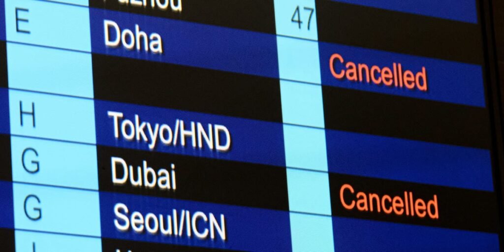 Global airline stocks are plunging after Iran attacks triggered widespread travel chaos