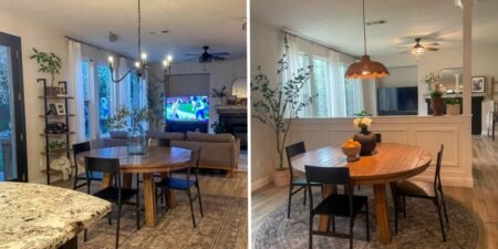 A woman transformed her open-concept space with a pony wall for ,500