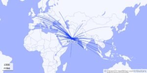 Maps show how Muscat became the center of Middle East air travel when the region’s biggest airports closed