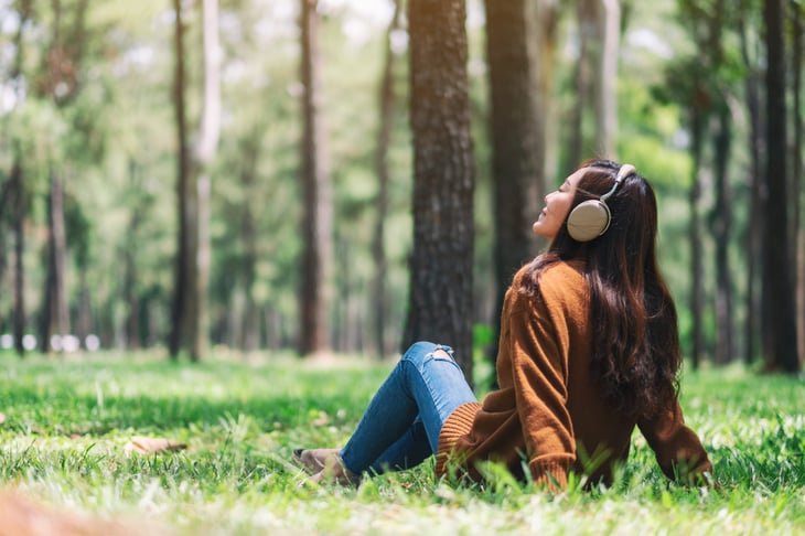 Woman relaxing outdoors