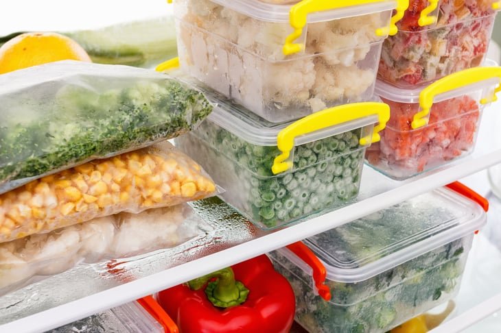 Frozen vegetables and food