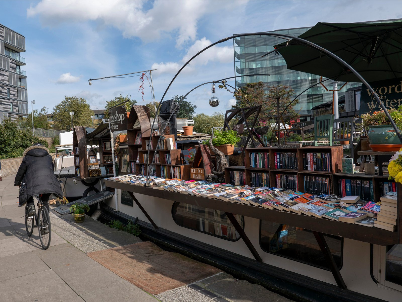 Books on a barge at Word on the Water in London