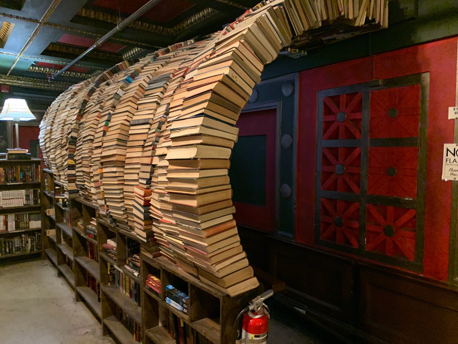 Books arched in a semicircle at The Last Bookstore in Los Angeles