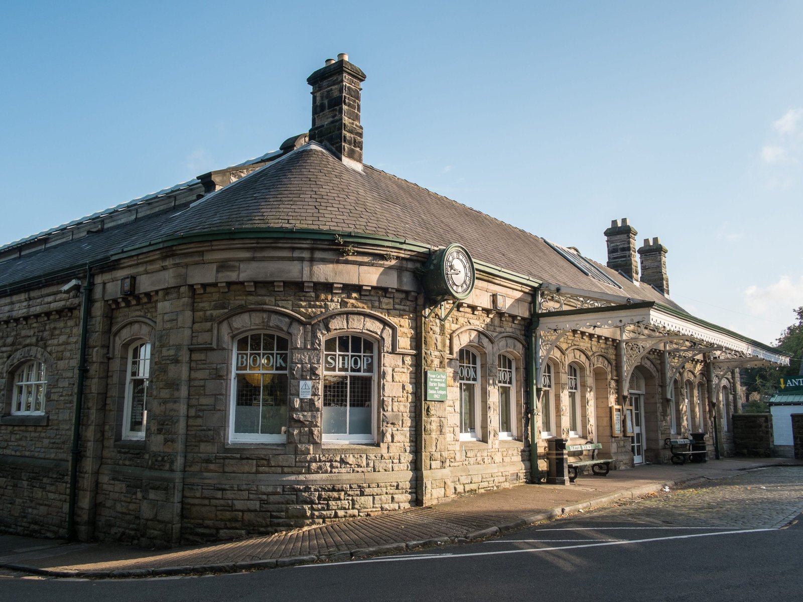 The exterior of Barter Books, which is located in a former train station.