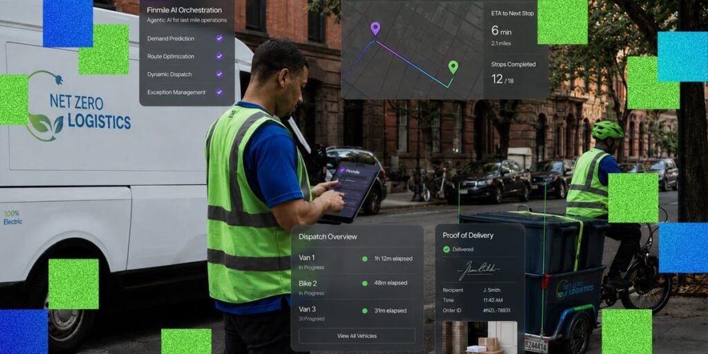 A logistics company uses AI to reduce its delivery routes by half and save time on package sorting