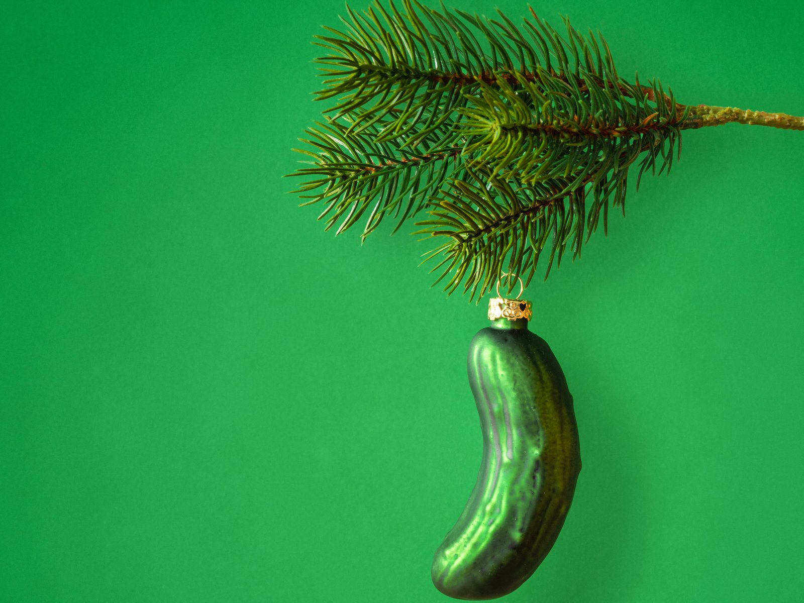 A pickle-shaped ornament.