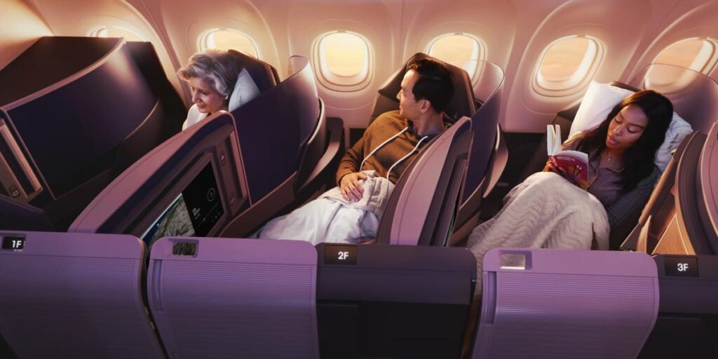 See inside United’s first ultra-premium long-haul Airbus jet. It has sliding doors and a walk-up snack bar.