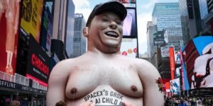 Giant inflatable Elon Musk appears in Times Square one day before SpaceX IPO, with a scathing message for its CEO Giant inflatable Elon Musk appears in Times Square one day before SpaceX IPO, with a scathing message for its CEO