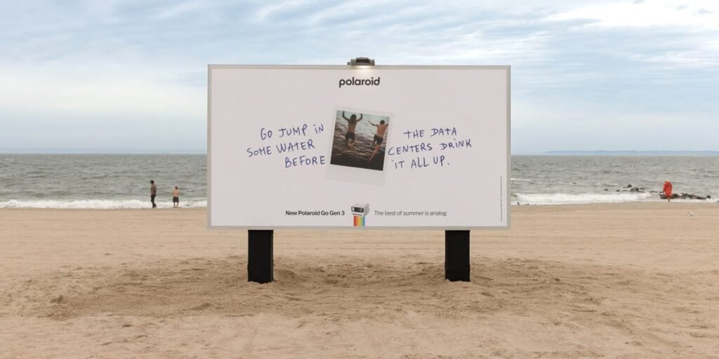 Polaroid tells people to jump in some water ‘before the data centers drink it all up’ Polaroid tells people to jump in some water ‘before the data centers drink it all up’