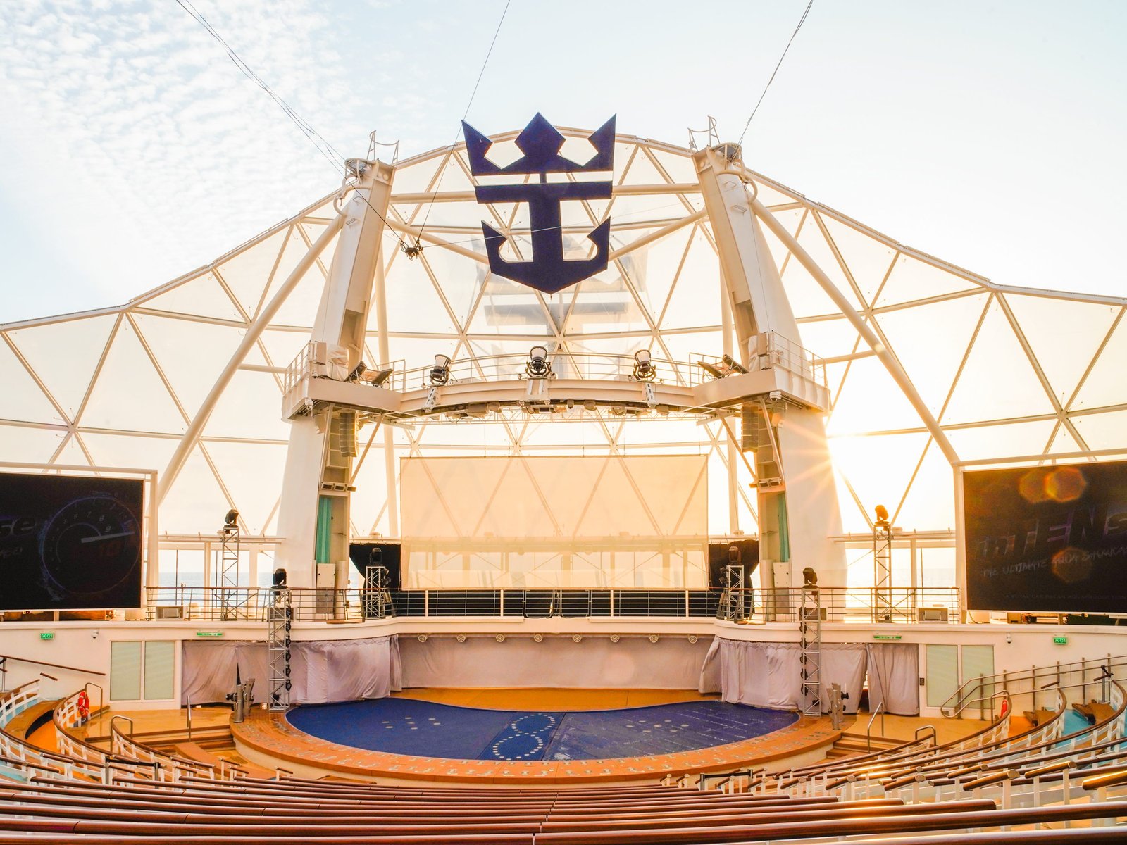 An empty amphitheater  on a cruise ship