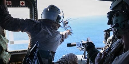 US Marines launched a drone from a moving helicopter to scout a ship for a special operations boarding team
