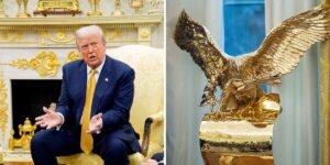 Gold sculptures, Rose Garden statues, and paintings of Trump: All of the new artwork Trump has added to the White House