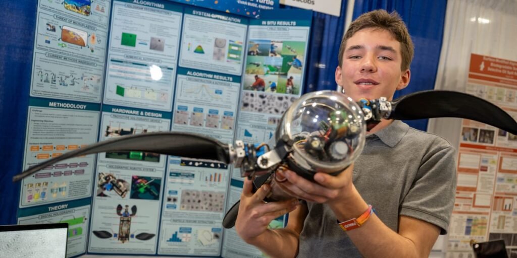 This 16-year-old built an autonomous AI-powered robot turtle that finds microplastics in water This 16-year-old built an autonomous AI-powered robot turtle that finds microplastics in water