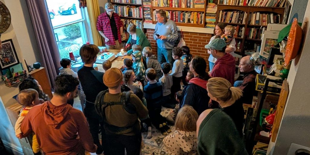 We skipped the expensive birthday venue. Our muddy backyard was better for 90 kids. We skipped the expensive birthday venue. Our muddy backyard was better for 90 kids.