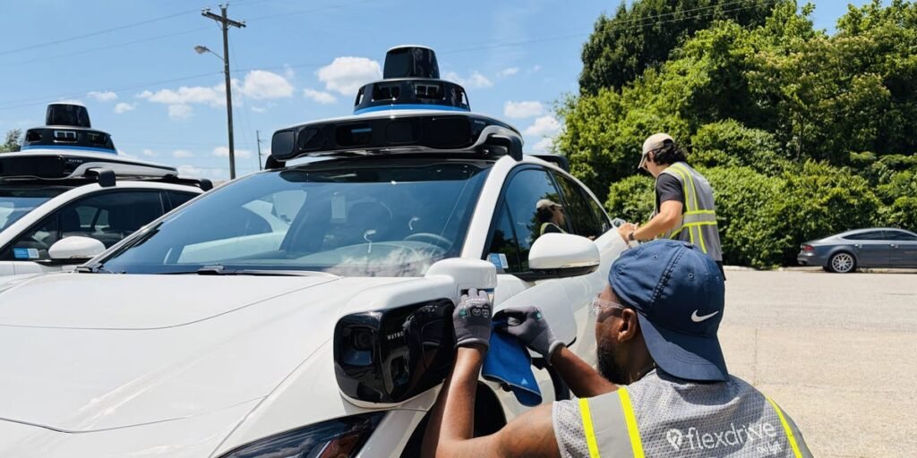 They were Lyft drivers. Now they’re cleaning Waymos. They were Lyft drivers. Now they’re cleaning Waymos.