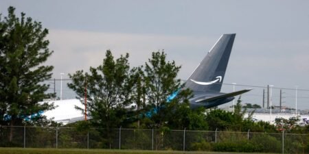 An Amazon Prime Air cargo plane crashed after it overshot a runway at Miami International Airport An Amazon Prime Air cargo plane crashed after it overshot a runway at Miami International Airport