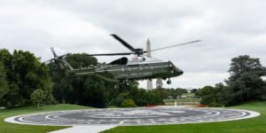 See Trump’s first public liftoff from the  million Lockheed-funded helipad built to protect the White House lawn